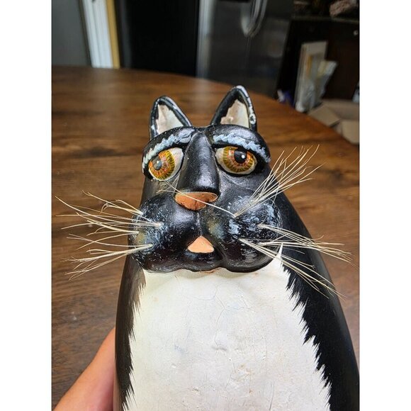 VTG Enesco Funny Bone Vicki Thomas Black Tuxedo Cat Figurine 1997 Fat Cat - Picture 16 of 16